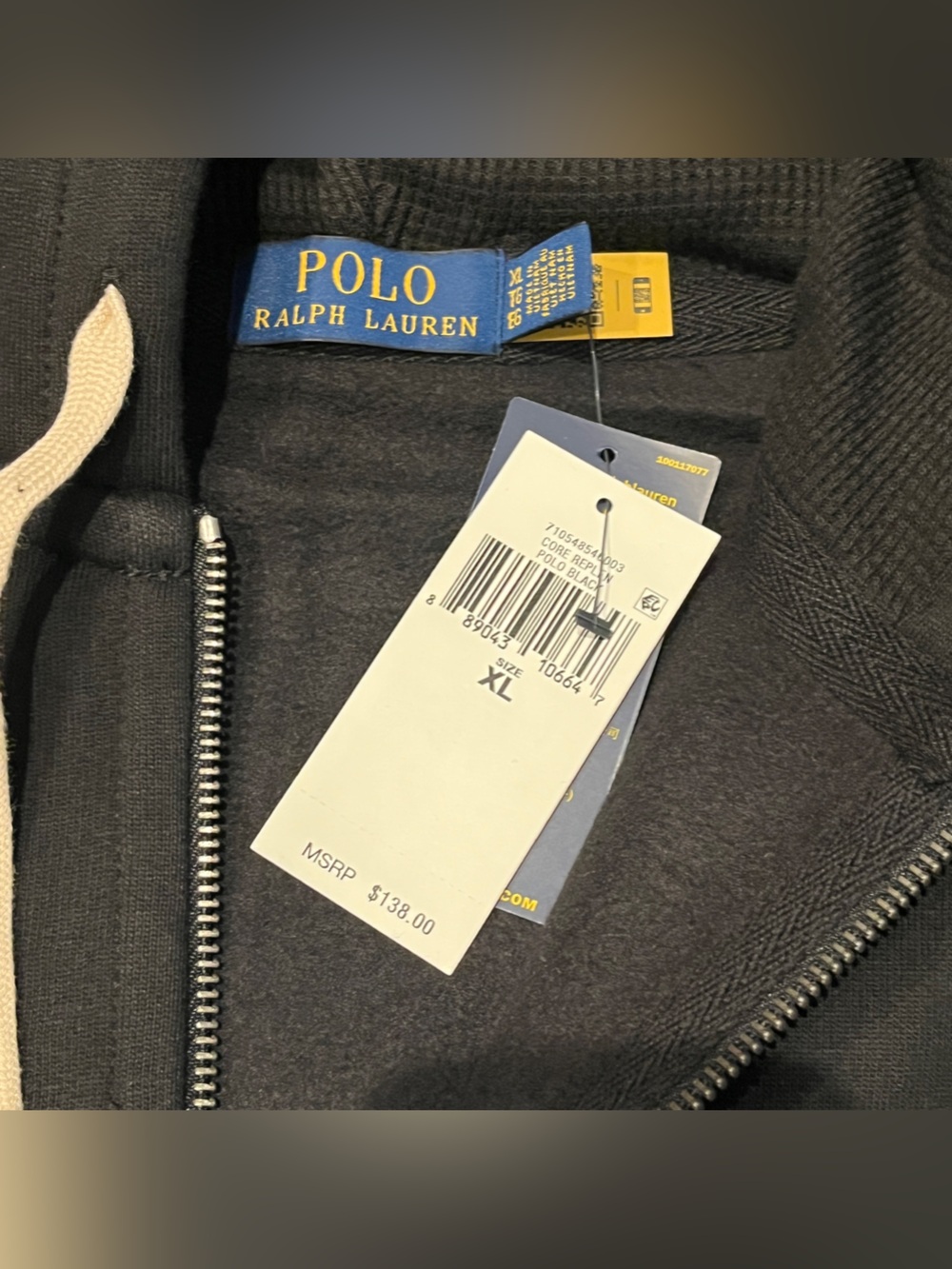 Polo Ralph Lauren Men’s Fleece Full Zip Hoodie Black Size XL - Picture 5 of 10